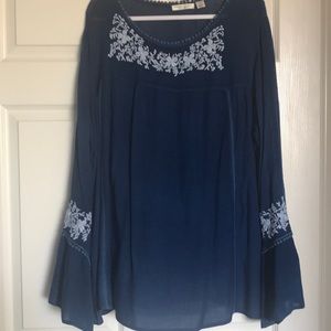 Beautiful Blue Blouse Dolman Sleeves XXL Boho